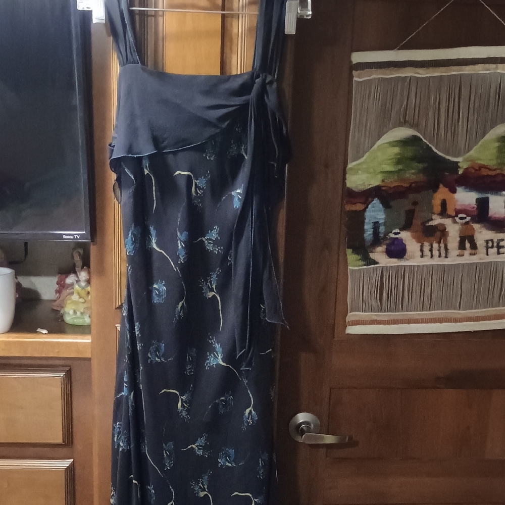 Studio M Navy Maxi Dress with Blue Floral Print
